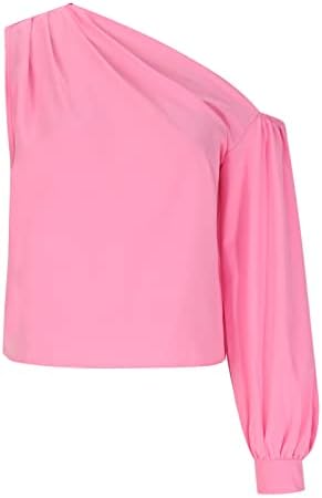 Маица Тинејџерски Девојки Fall Лето 2023 Основна Блуза Кошула Со Долги Ракави Со Едно Рамо За Жени ИФ ИФ