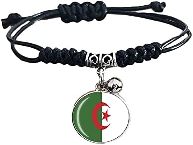 Национално Знаме Нараквица Алжир Патување Сувенир Подарок Ѕвонче Приврзок Нараквица За Мажи И Жени