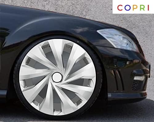 Копри сет од покривка од 4 тркала од 15 инчи сребрен Hubcap Snap-on Fits Toyota Corolla