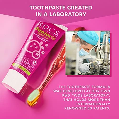 R.O.C.S. Помлада паста за заби - Заштита на гума за џвакање на заби за емајл - За деца 6-12 години - безбеден за голтање - природен,
