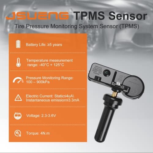 Сензор за Jsueng TPMS 433MHz одговара за Chrysler Dodge Jeep Ram Fiat, System System System System System за мониторинг на притисок во