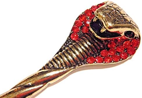 Еден Златен Тон Кобра Коса Стап Змија змија пунџа Игла Црвено Стакло Кристални Камења Египетска Преродба