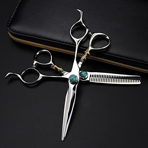 Ножици за сечење на косата, 6 инчи Професионална Јапонија 440C челик зелен скапоцен камен ножици за коса, сечење берберски алатки тигар