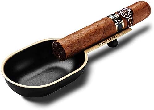 Threeness Ashtray, бронзена цигара од пепел гроздобер метал црна таблета цигари, пепелник, пушејќи ја фиоката за пепел со рамен дно, 5,62 “