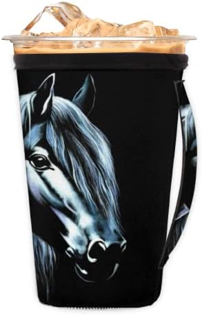 Коњски ладени ракави за кафе за ладни пијалоци пијалоци, смешни коњи што можат да се користат на неопренови пијалоци со рачка за чаши за кафе