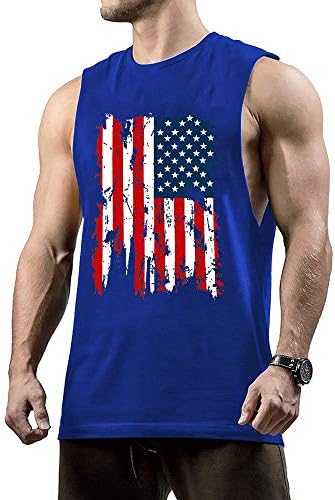 Машка машка боди-билдинг резервоар за тренингот на мажите на мажите на маицата на американските знами