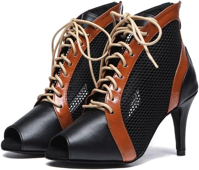 AOQUNFS женски сала за танцување чизми со високи потпетици вежбање на чевли за танцување на латинска салса, модел YCL542