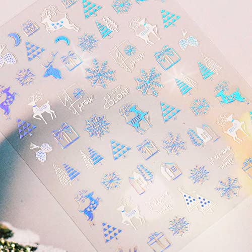 Jmeowio 9 листови Божиќни налепници за уметност за нокти Декларации самолепливи пегатинас uñas снегман снегулка празник бело лизгање на