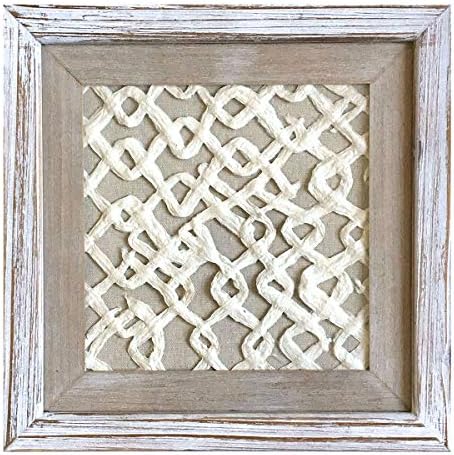 12x12 Рустикален апстрактни вртења од ориз хартија врамена wallидна уметност сенка декор со предно стакло