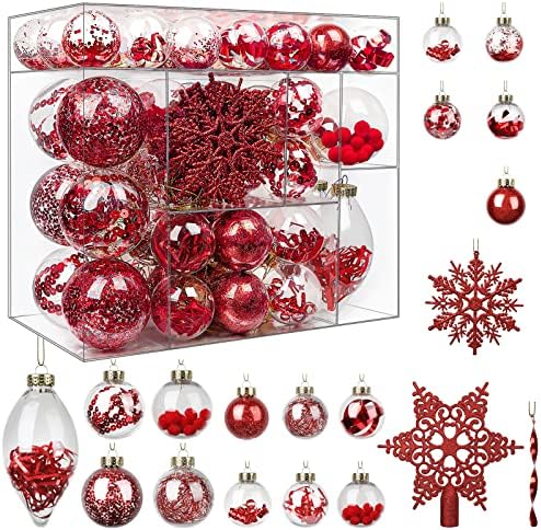 Сет за украси за Божиќни топки ShareConn, распрскувани пластични чисти декоративни бомби за Божиќно дрво Декорацијата Холидеј свадбена венчаница,
