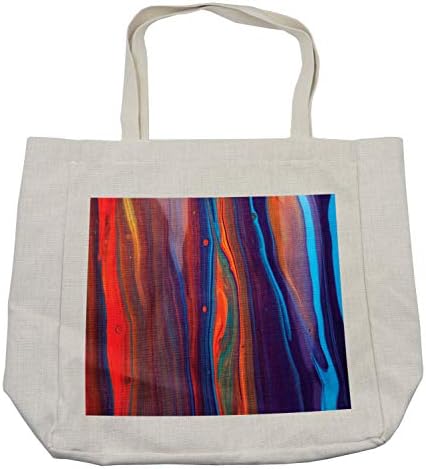 Ambesonne шарена торба за купување, блиску до дизајнирање на масло за сликање хоризонтална линија состав Апстракт модерна уметност, еко-пријателска