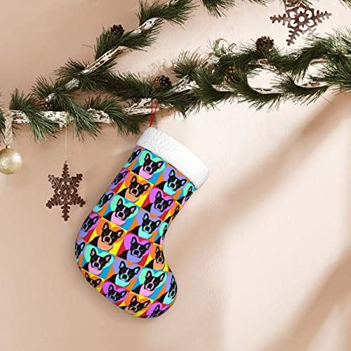 Yuyuy Boston Terrier Model Christmas Stocking Holiday Decoration Camencle Wanking чорап 18 инчи чорапи