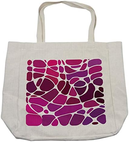 Амбесон виолетова и розова торба за купување, апстрактна мозаик со витраж шема современ дигитален дизајн, еко-пријателска торба