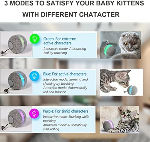 Автоматска играчка со мачка Ванлитпет: Интерактивна играчка со мачки топка со bellвоно паметни мачки играчки за мачиња мачки во затворен простор,