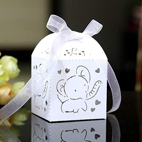 Јулакс Пакет Од 50 Слон Партија Фаворизира Бебе Стапало Подарок За Гости Туш Кутија За Бонбони Кутија За Подароци Новороденче
