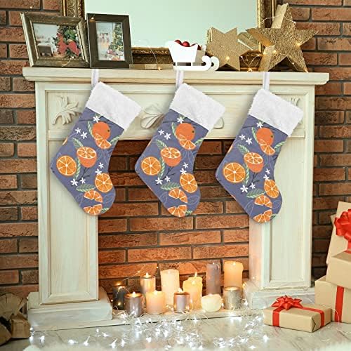 Алаза Божиќни чорапи овошје портокалова шема класичен персонализирани големи декорации за порибување за семејни сезонски празници за забави Декор
