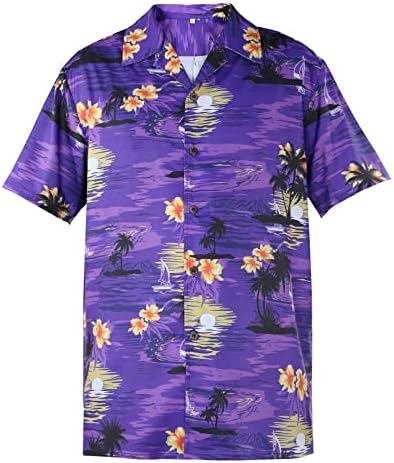 Хавајски Кошули За Мажи Кошули Со Копчиња Со Кратки Ракави Цветни Тропски Редовни кошули На Плажа За Летен Одмор