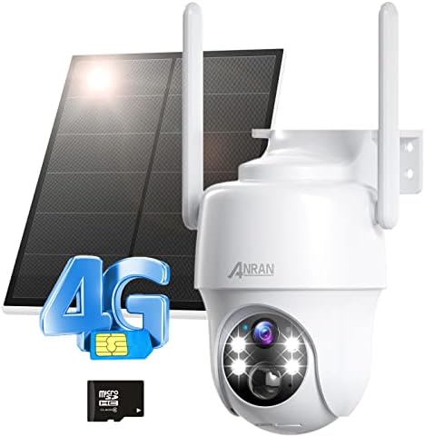 ANRAN 3/4G LTE Мобилни Безбедносни Камери Безжични Отворено(SIM&засилувач; Sd Картичка Вклучени), Соларна Камера Не WiFi Потребни 360°Pan