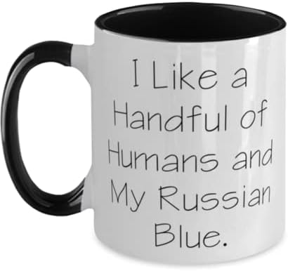 Единствена идеја Руски сини мачки подароци, ми се допаѓаат неколку луѓе и мојот руски, смешен празник два тона 11oz кригла од