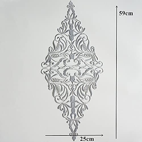 TWDYC Голема сребрена ткаенина апликации шуплива решетка Нобл везена наметка јака шие железо на лепенка за венчаница фустан DIY