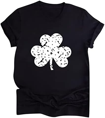 Денот на Денот на Свети Патрикс, женски маички со краток ракав, маици со детелина, кошули летни обични туники врвови, тенок вклопна