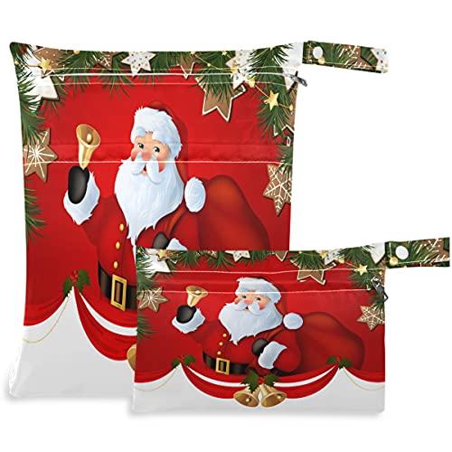 висесани Божиќни Дедо Мраз Црвена 2 парчиња Влажна Торба Со Џебови Со Патент Што Може Да Се Перат Еднократно Пространа Торба За