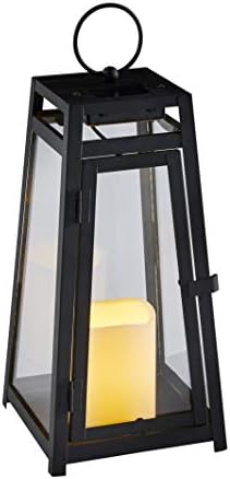 Lights4Fun, Inc. 14 ”црн метал соларен напојуван LED LED на отворено светло свеќички