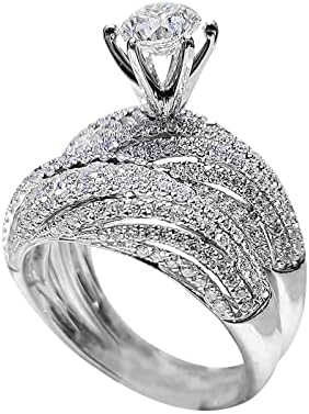 2023 Нови дами пенливи дијаманти целосен дијамантски двоен дијамантски сет прстен ветувач сет цирконија прстен за прстен прстен за прстен