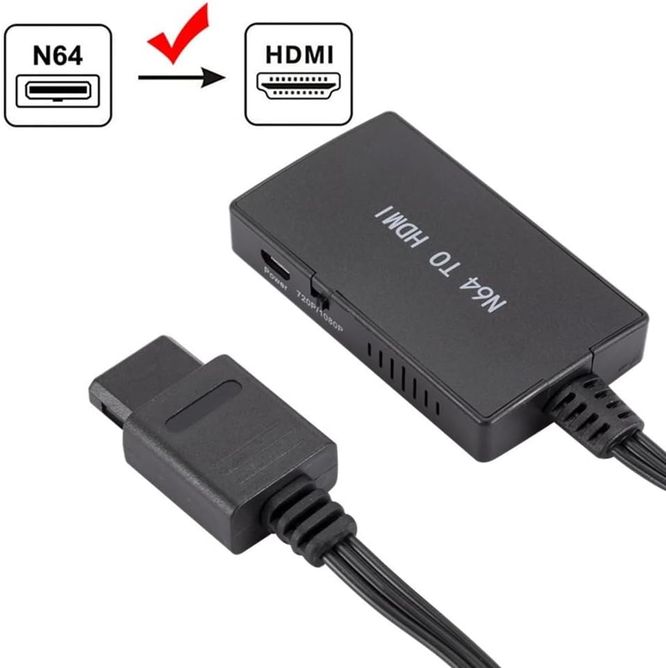 JRSHOME N64 до HDMI конвертор на адаптер w/ HD кабел за Nintendo GameCube Super NES SNES Нема потреба да инсталирате драјвери,