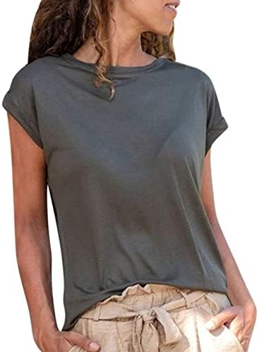 Zdfer жени лабава вклопени маички со кратки ракави летни врвови на летни врвови за вежбање јога туника цврста боја блуза основни маички кошули