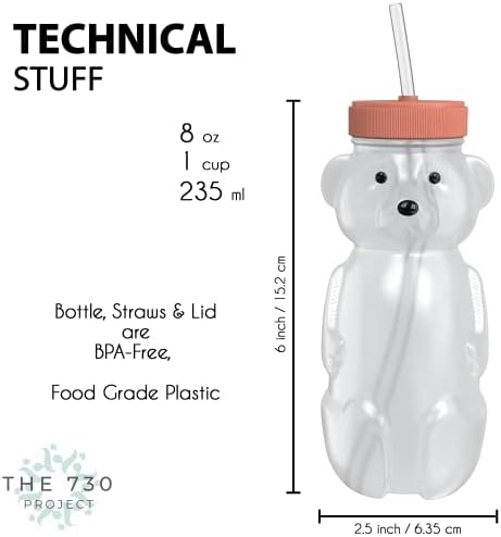 Мед Мечка Слама Чаша за Бебиња 3 пакет; 8оз слама мечка чаша со подобрен дизајн на капакот за безбедност; мечка бебешка чаша слама; чаша за мечка