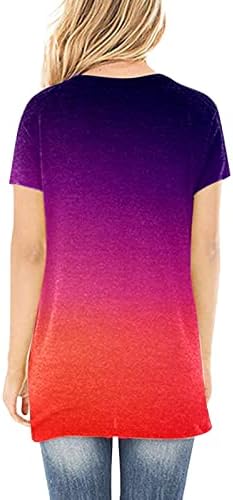 Блуза мета за тинејџери есен летен краток ракав 2023 V вратот памучен графички завој лабава вклопена опуштена вклопена маичка