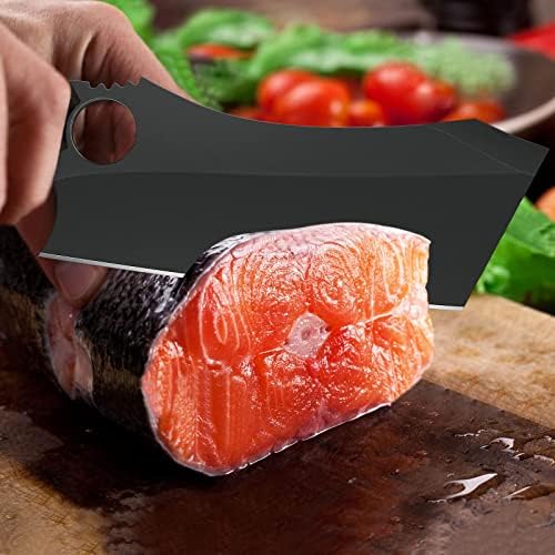 Нож за Готвење Месар за Сечкање месо, 10-инчен Црн Нож За Коска За Месо, Готвач За Сечкање Месар За Готвење, Остар Кујнски Нож За