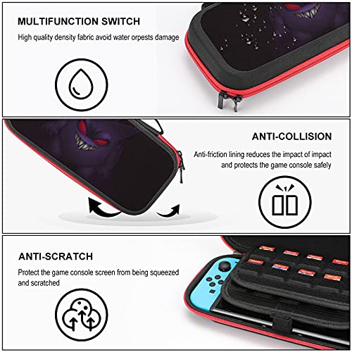 Gengar Anime Dark Cool Tag, Switch Travel Chase Case за Switch Lite Console и додатоци, Shell Protective Cover Organizer Storage Cags со 10 картички