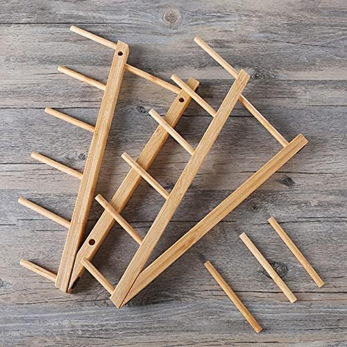 BPPYVCT 2 парчиња дрвени решетки за садови, табла за сечење плочи, држач за сушење, бамбус решетка за сушење ， Организатор на кујнски