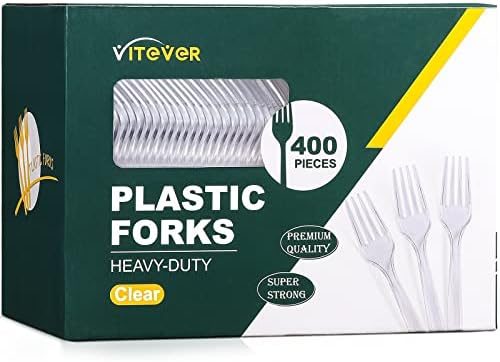 [400 Брои] Тешки Пластични Вилушки, Премија За Еднократна Употреба Јасно Вилушки, Издржливи Пластични Прибор За јадење За Забави,