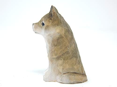 Сив волк - мала фигура од дрвена уметност од 2 - рачно изработена САД - уникатна оригинална уметничка резба - декорација, минијатурни