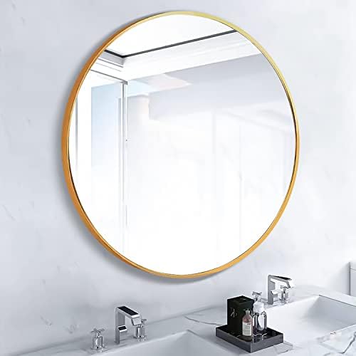 СКВФ-гз 20 Круг Огледало Круг Ѕид Монтирани Виси Или Против Ѕид Метална Рамка Облекување Шминка Огледала За Влез Спална Соба Бања
