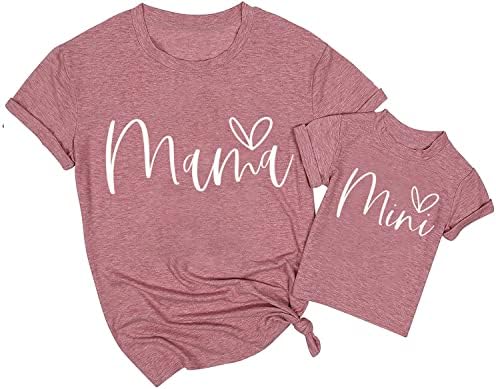 Мама и мини кошули Симпатична loveубовна графичка маичка мама и јас што ги совпаѓаме мапите на мама и бебе кои одговараат на облеките што