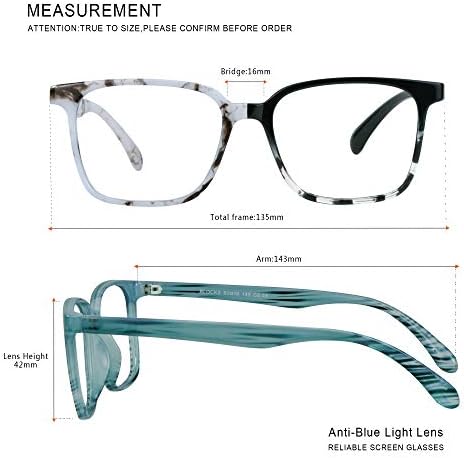 Ламбаа Сина Светлина Блокирање Очила 3 Пакет Квадратна Рамка Компјутерски Игри Читање Очила Мажи Жени Против Замор На Очите