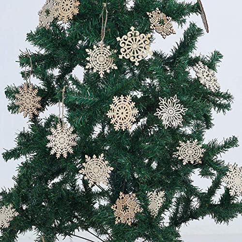 Ефинито 27 парчиња Дрвени Снегулки Во Облик На Украси Виси Орнаменти За Божиќна Декорација