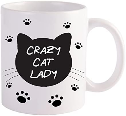 Луда мачка дама керамичка кафе кригла - смешна кафе кригла за мажи и жени - новите кафе кригла со поговорки - совршен подарок за шега за