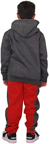 A2Z 4 Детска унисекс јаглен и црвен контраст панел Tranchsuit a2z NY печатена худи со џогерс џемпери активна облека 5-13 години