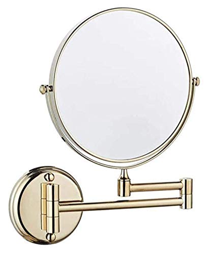 Огледало за шминка 6-инчен зголемен wallиден монтиран огледало за шминка со 3x зголемување двострано вртење огледало, LED огледало за бричење