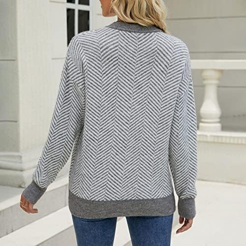 Есенски џемпери за есен и зимски плетен џемпер со тркалезен џемпер со долг ракав со долг ракав 2022