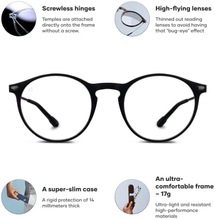 Nooz Optics Reading Glass - Round Shape - Зголемувачки читатели за мажи и жени - Круз модел Есенцијална колекција