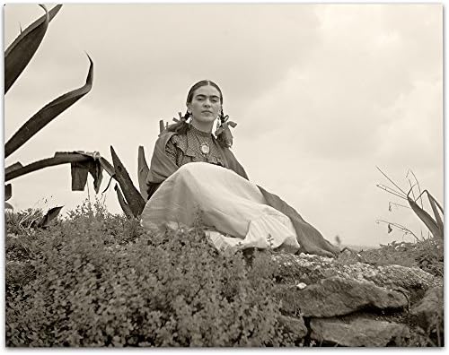Осамена уметност на Lone Star Rarda Frida Kahlo Фото седи надвор - 11x14 Незгоден постер за печатење - Совршен гроздобер југозападен