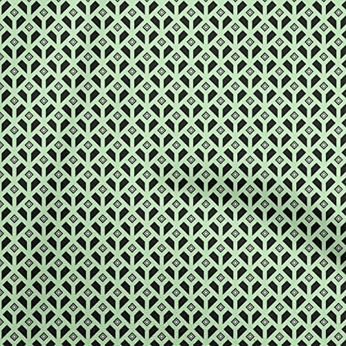 oneOone Полиестерски Спандекс Вар Зелена Ткаенина Геометриски Фустан Материјал Ткаенина За Печатење ткаенина од Дворот Широк 56 Инчи
