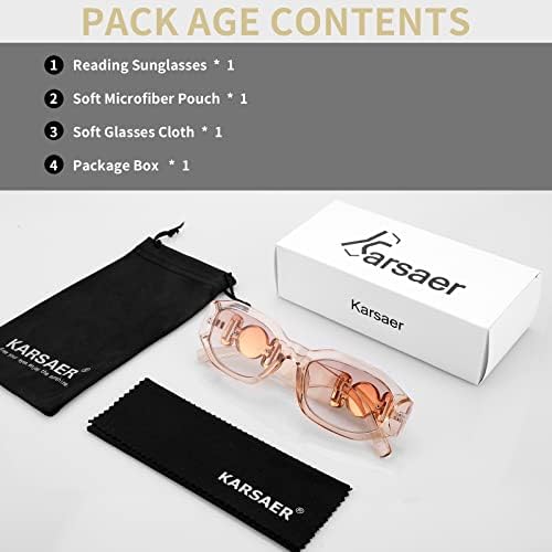 Karsaer Vision Неправилен правоаголник за читање очила за сонце за жени трендовски целосни очила за читање раб дебели нијанси 1,0 до