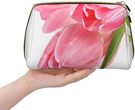 Убава Розова Козметичка Торба Од Цветна Кожа, Козметичка Торба За Патент За Патување, Пренослива Козметичка Торба За Жени И Девојки